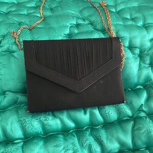 Vintage satin clutch with gold chain